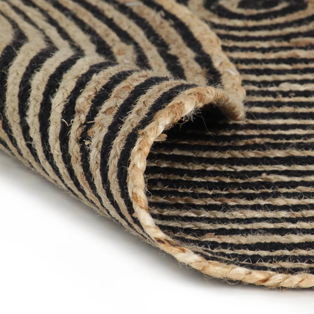 Vidaxl tæppe håndlavet med spiraldesign 90 cm jute sort