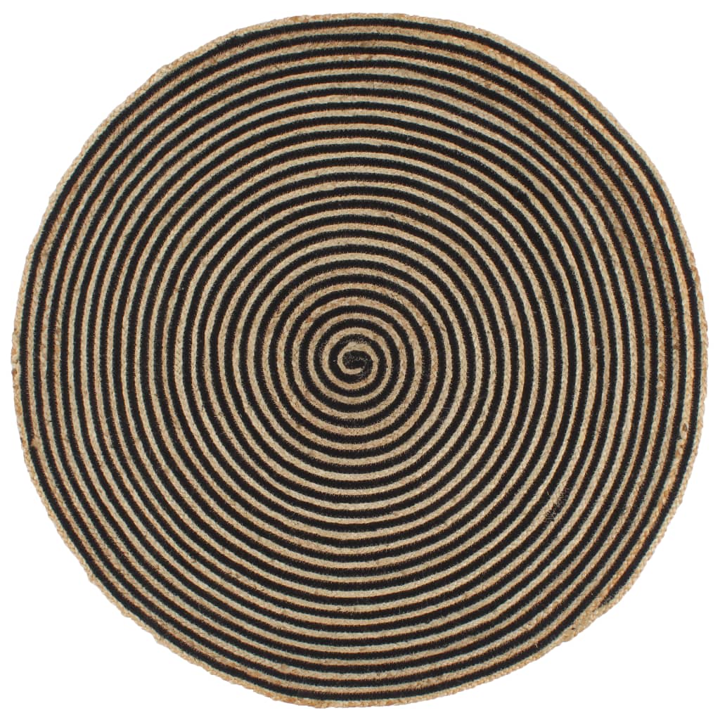 Vidaxl tæppe håndlavet med spiraldesign 120 cm jute sort