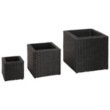 Vidaxl Planters oppdratt 3 st Poly Rattan Black