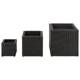 Vidaxl Planters oppdratt 3 st Poly Rattan Black