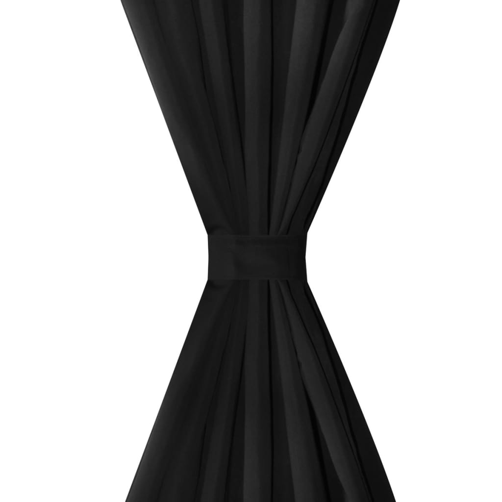 Vidaxl Micro-Satin Curtains with rings 140 x 175 cm 2 pieces (black)