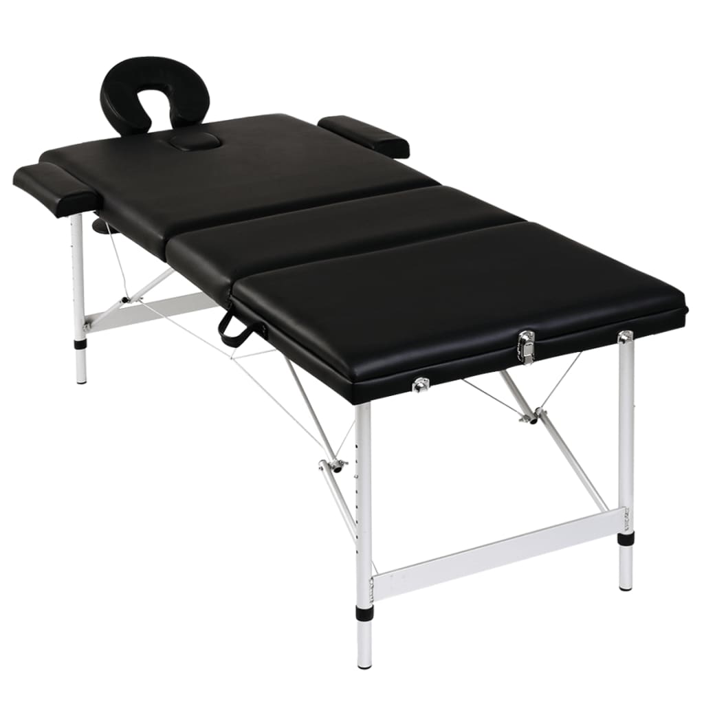 Massage pieghevole Vidaxl Tabella 3 zone con cornice in alluminio (nero)