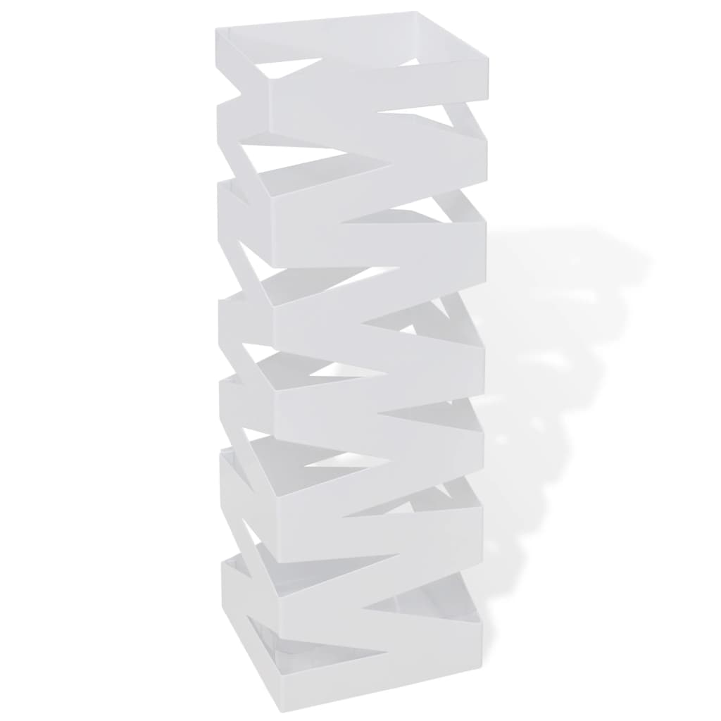 Vidaxl -paraply og gangstokkholderstriper White Square Steel 48,5 cm