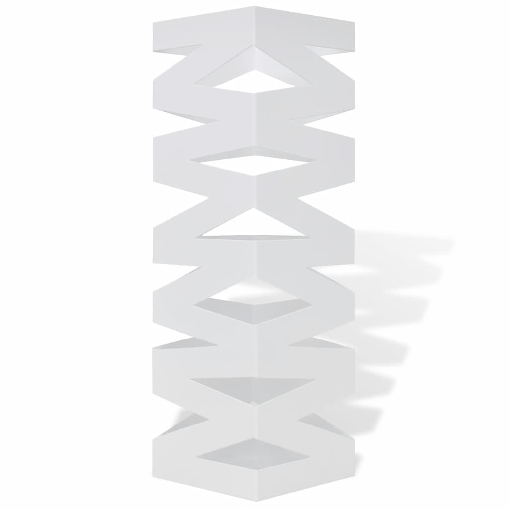 Vidaxl -paraply og gangstokkholderstriper White Square Steel 48,5 cm