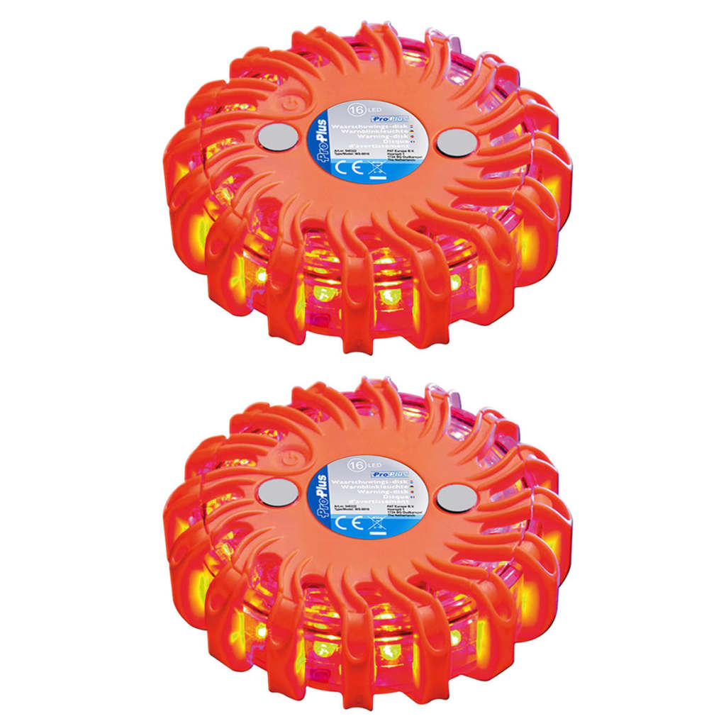 ProPlus warning discs with 16 LEDs 2 st orange