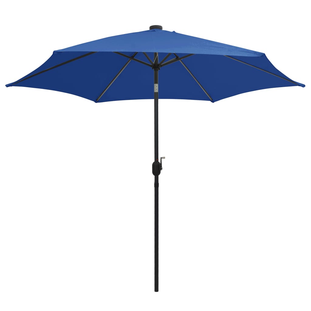 Vidaxl Parsolsol mat gefouerten Luucht an Aluminiumpol 300 cm azure blo