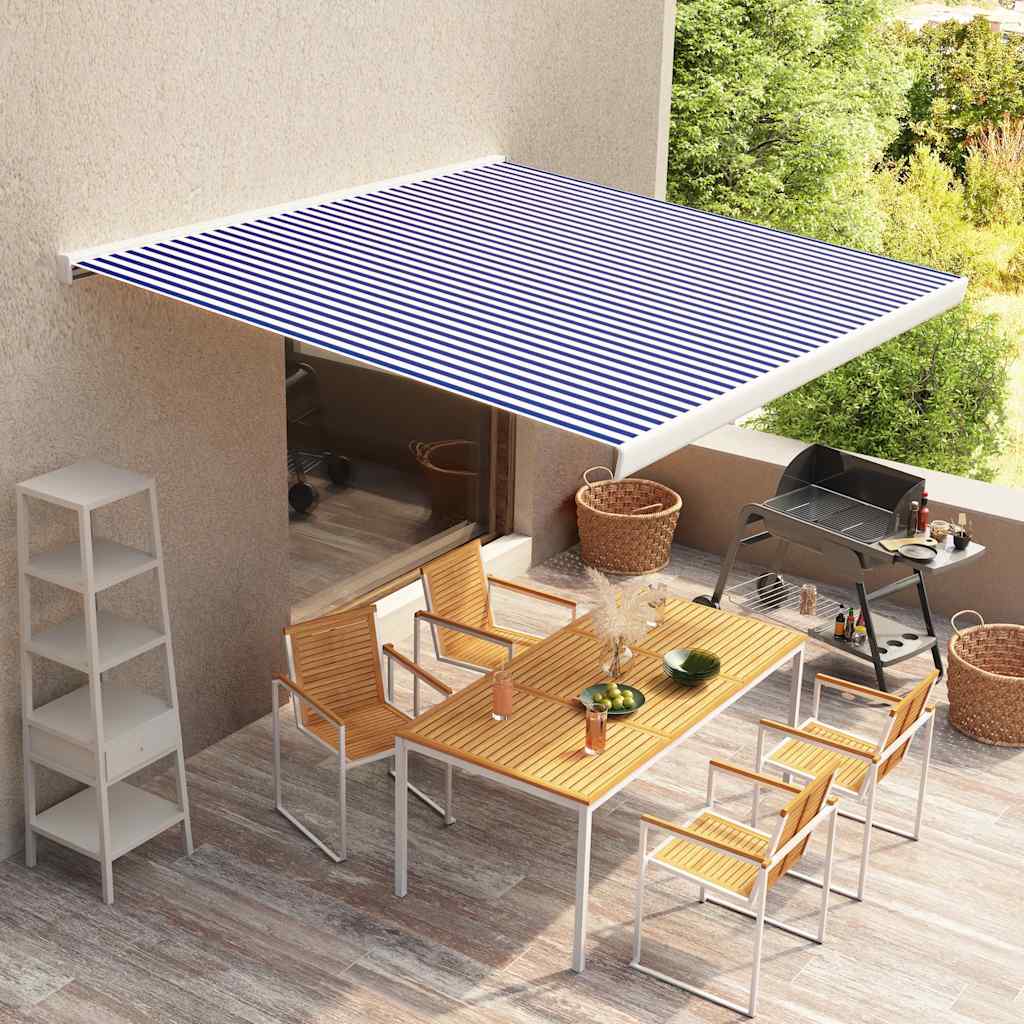 Vidaxl Laifeldoek 350x250 cm lærred blå og hvid