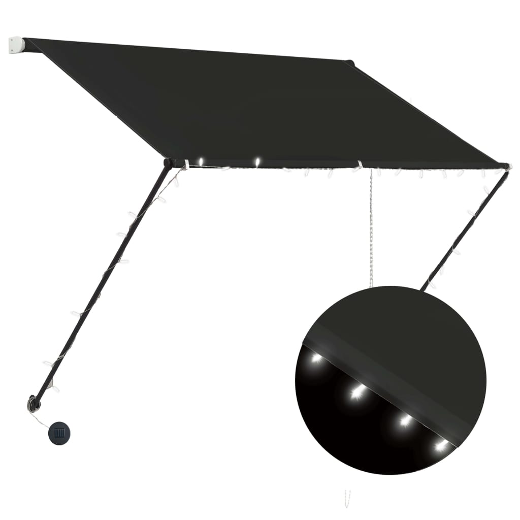 Vidaxl Luifel extendable with LED 150x150 cm anthracite