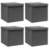 Vidaxl storage boxes with lid 4 pcs 32x32x32 cm fabric gray