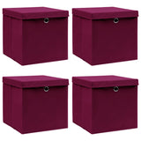 Vidaxl storage boxes with lid 4 pcs 32x32x32 cm Fabric Dark red