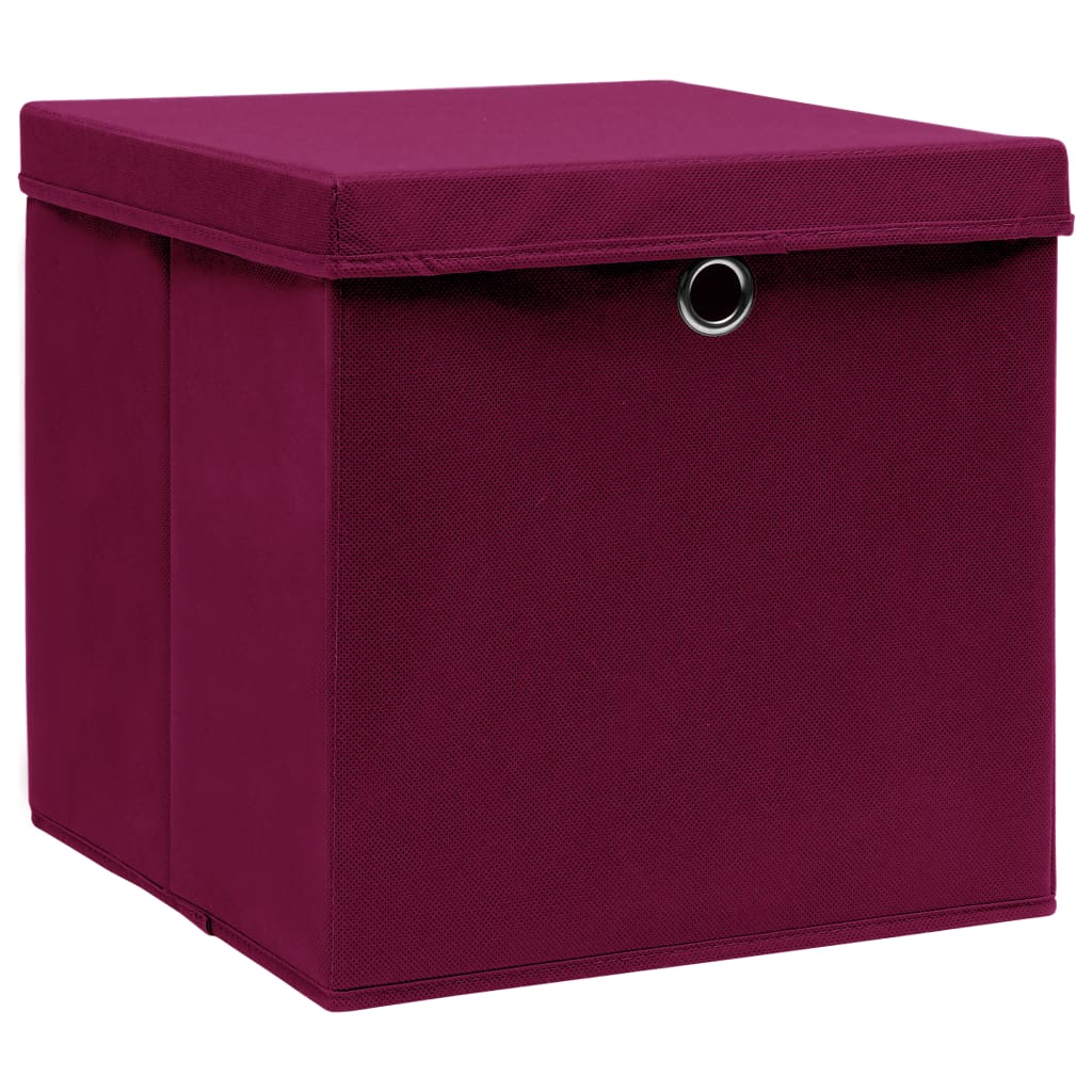 Vidaxl storage boxes with lid 4 pcs 32x32x32 cm Fabric Dark red