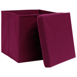 Vidaxl storage boxes with lid 4 pcs 32x32x32 cm Fabric Dark red
