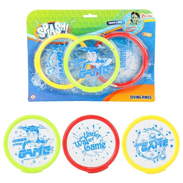 Splash-Taucherringe 13 cm grün gelb rot 3-teilig