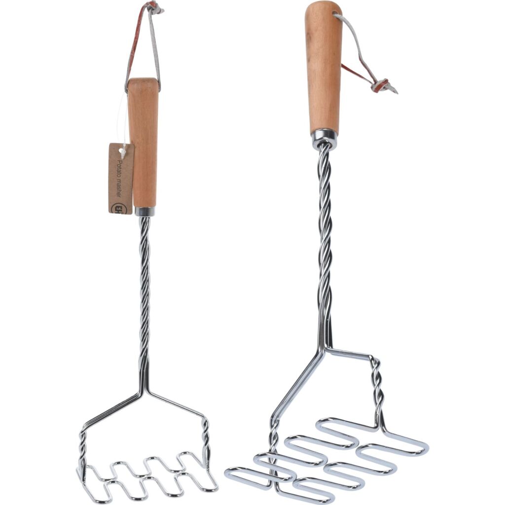 Eccellente stamper di patate casalinghe in acciaio inossidabile in legno da 34 cm