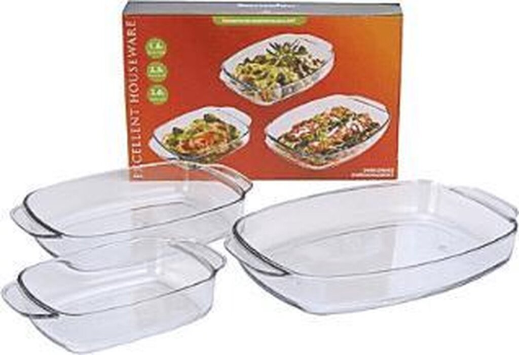Ausgezeichnete Hauswaren -Backgerichte Set Glas 3 Stücke