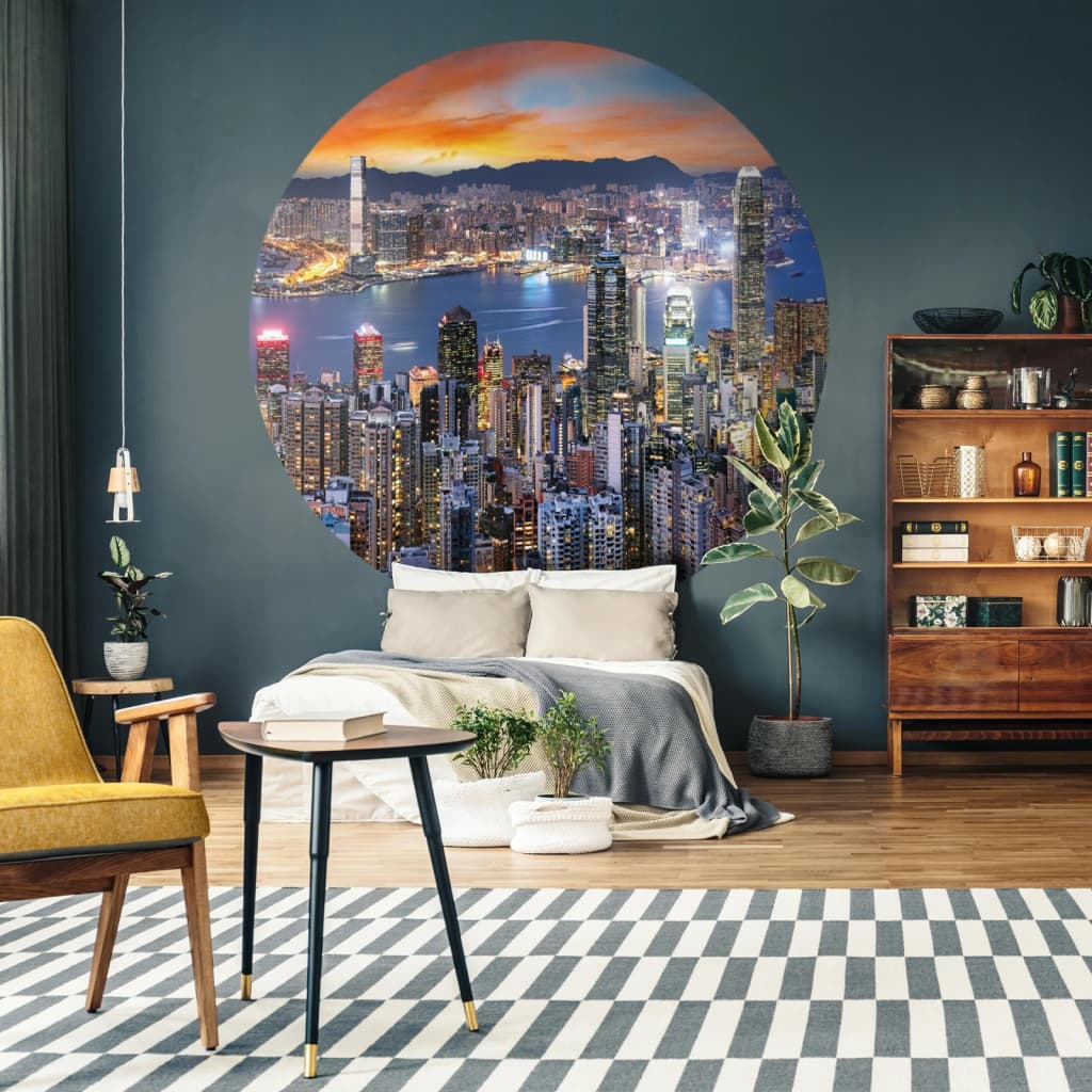 Wallart Wallart Wallow Circle Skyline by Night 142.5 cm