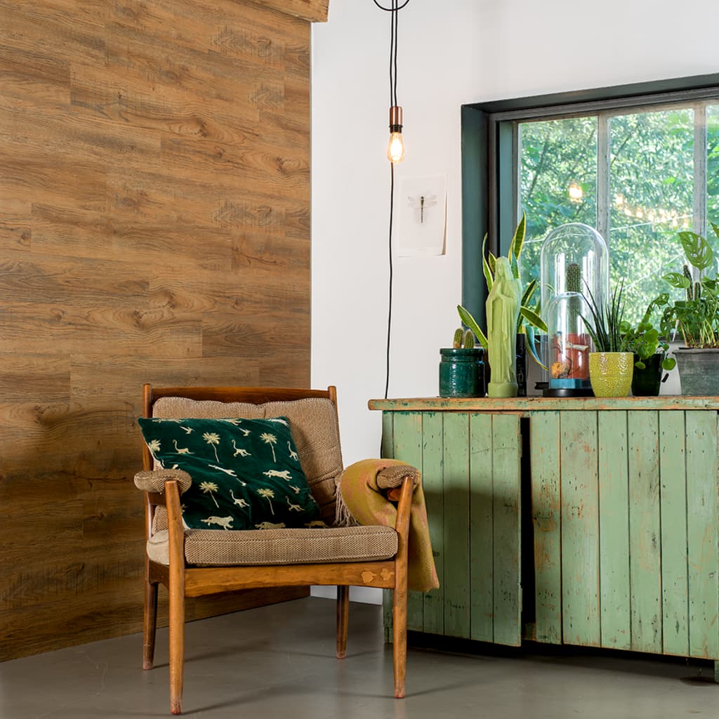 Wallart Wallart Planken Madre-aspecto ROJO RUSTO RUST