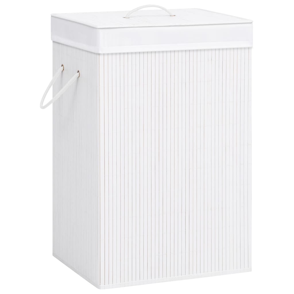 Vidaxl laundry basket with 1 box bamboo white