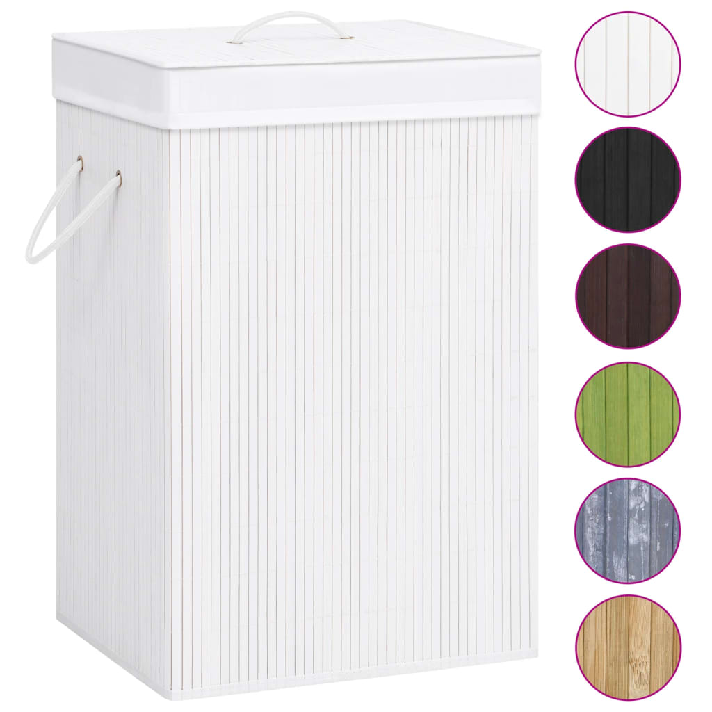 Vidaxl laundry basket with 1 box bamboo white