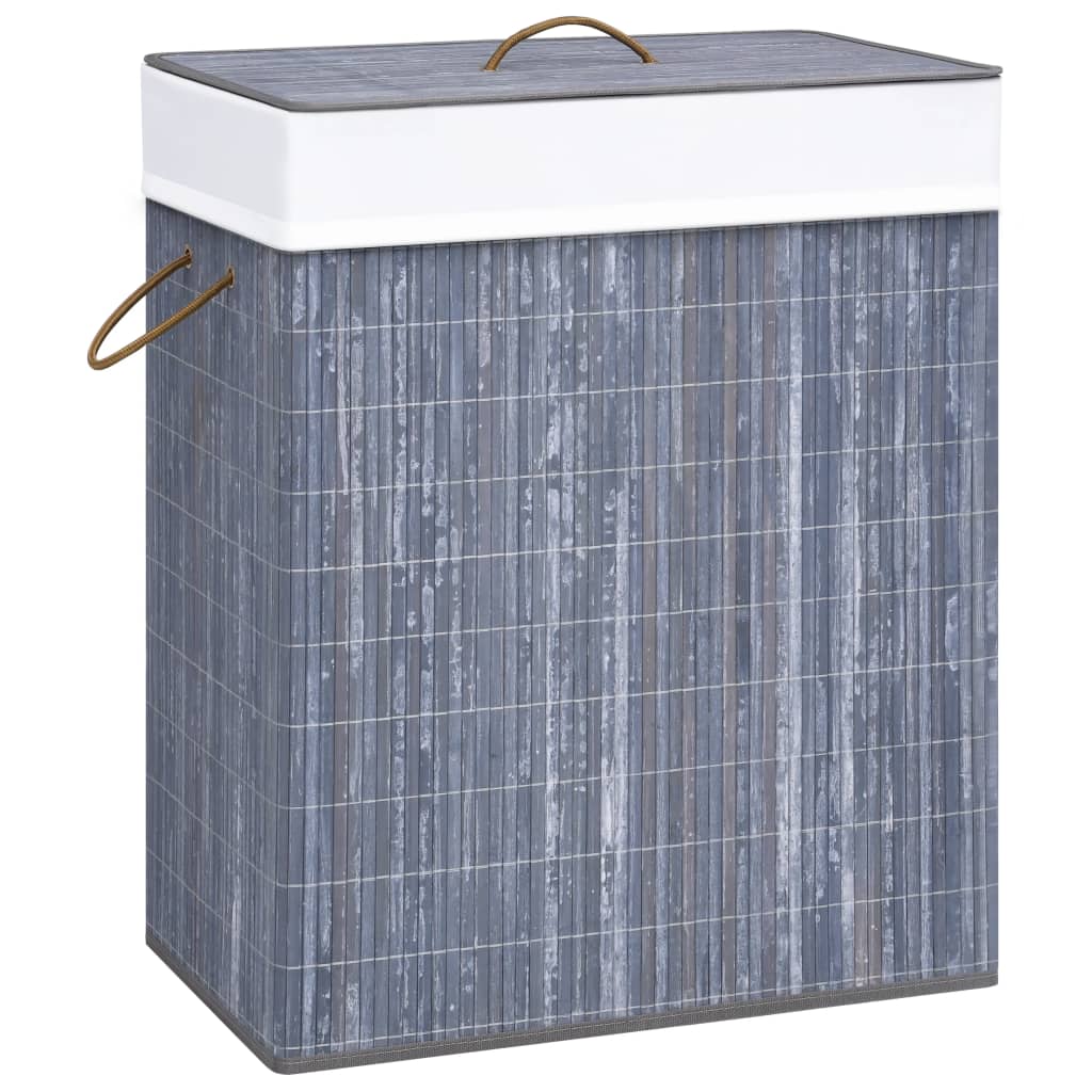 Vidaxl Waschkorb mit 1 Box 83 L Bambusgrau