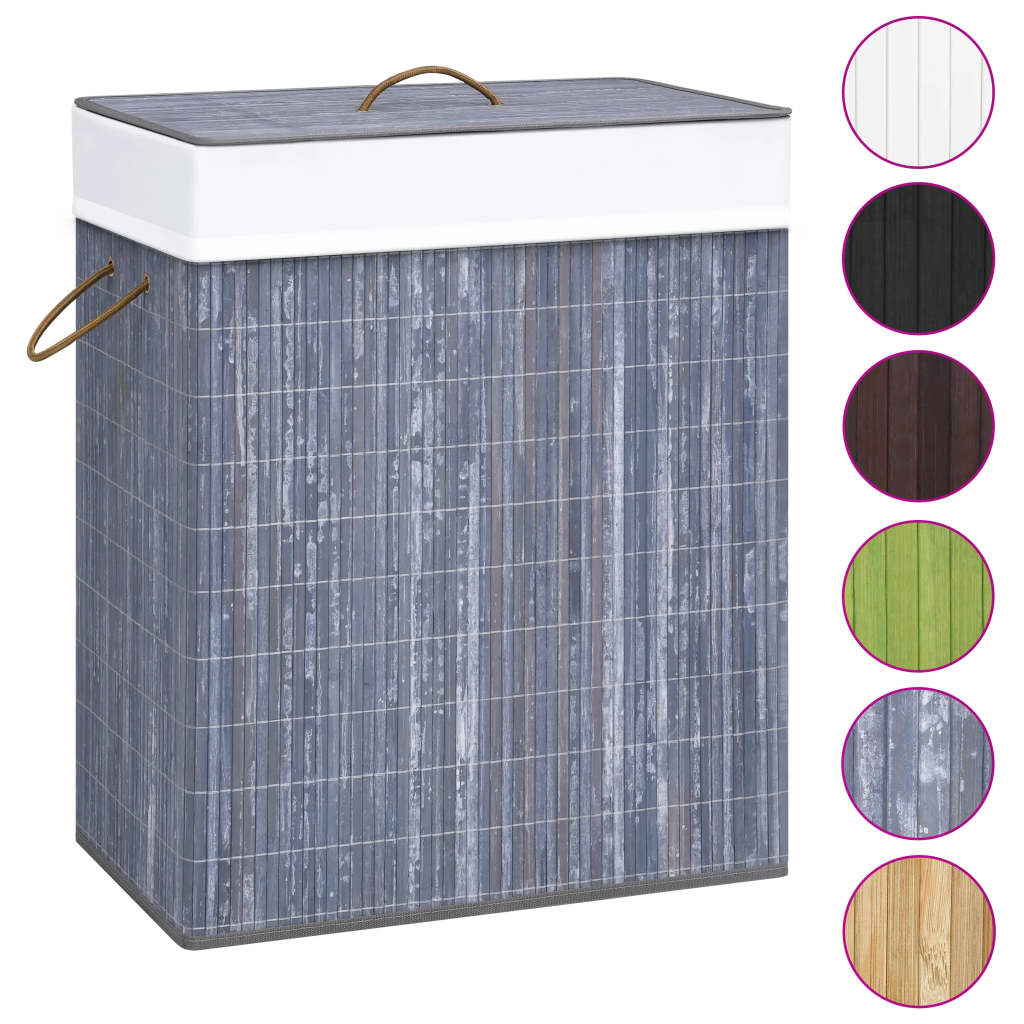 Vidaxl Waschkorb mit 1 Box 83 L Bambusgrau