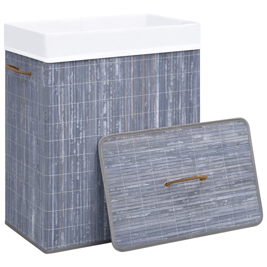 Vidaxl Waschkorb mit 1 Box 83 L Bambusgrau
