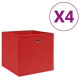 VIDAXL -Speicherboxen 4 PCs 28x28x28 cm Nicht -verwobener Stoff rot