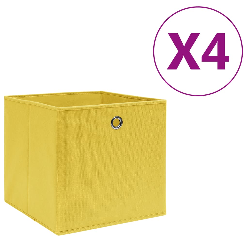 Úložné boxy Vidaxl 4 ks 28x28x28 cm Netkaná látka žlutá