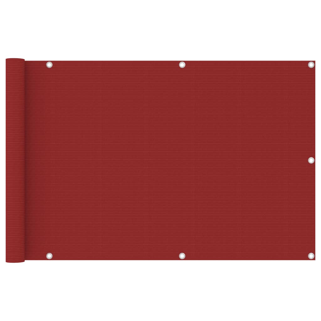 Balkon zaslon Vidaxl 90x400 cm hdpe rdeča