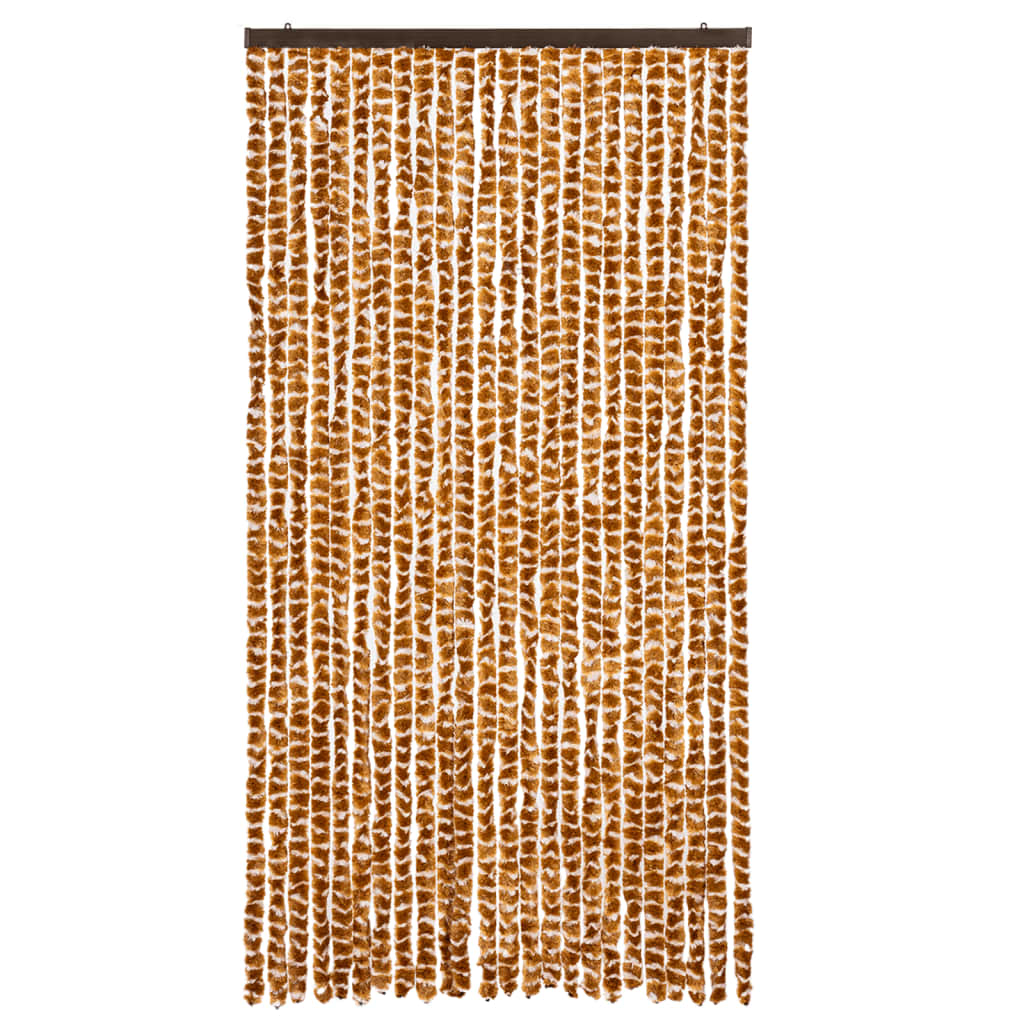 Vidaxl muha zavesa 100x220 cm Chenille Ocher and White