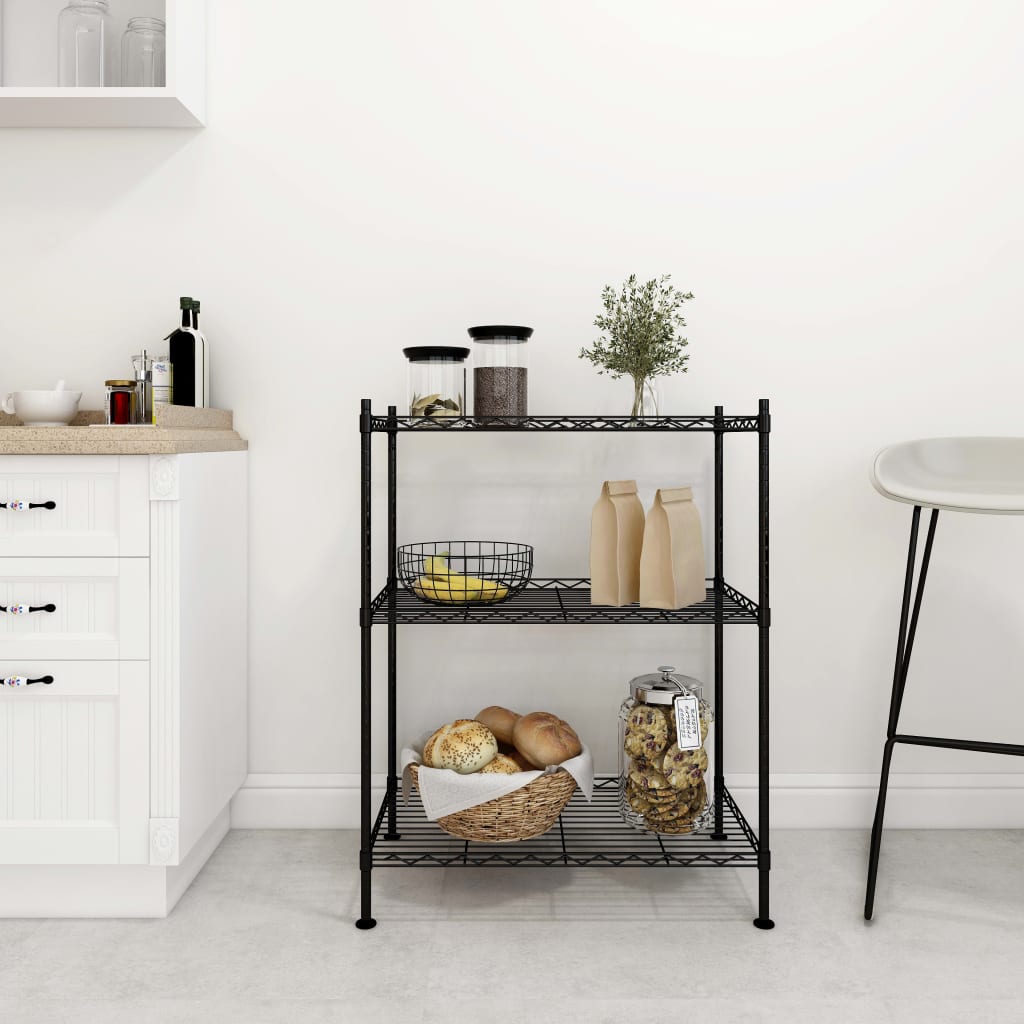 Vidaxl storage rack 3-layer 150 kg 60x35x76 cm black