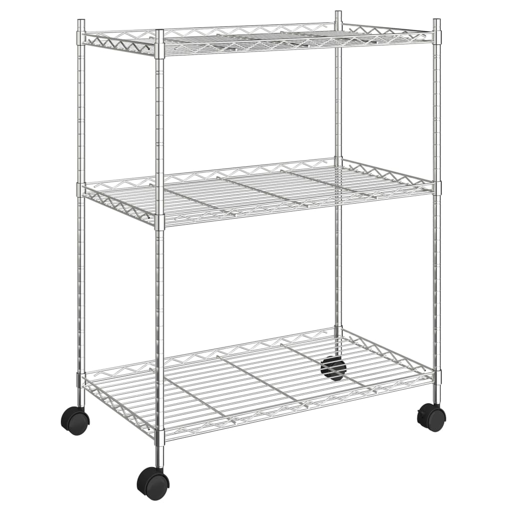 Vidaxl storage rack with wheels 3-layer 150 kg 60x35x81 cm chrome-colored