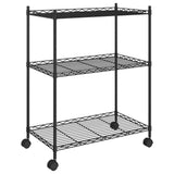 Vidaxl storage rack with wheels 3-layer 60x35x81 cm 150 kg black