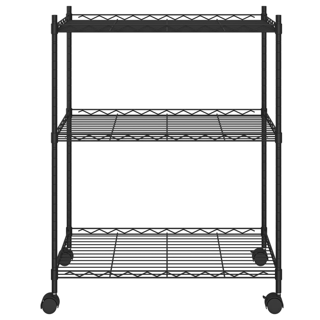Vidaxl storage rack with wheels 3-layer 60x35x81 cm 150 kg black