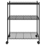Vidaxl storage rack with wheels 3-layer 60x35x81 cm 150 kg black