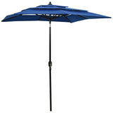 VIDAXL Parasol 3-warstwowy z aluminiowym biegunem 2x2 M Azure Blue