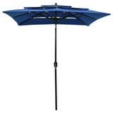 VIDAXL Parasol 3-warstwowy z aluminiowym biegunem 2x2 M Azure Blue