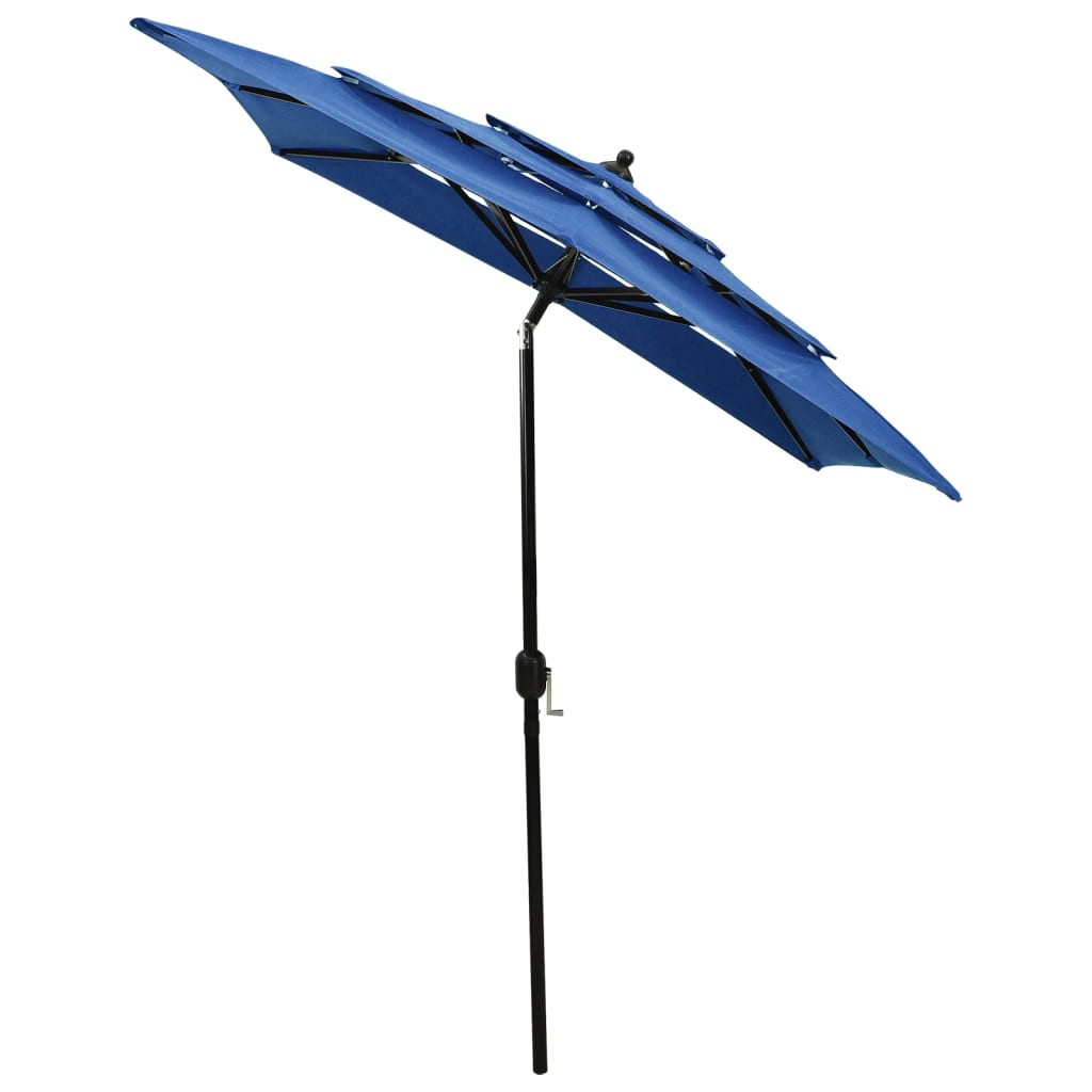 VIDAXL Parasol 3-warstwowy z aluminiowym biegunem 2x2 M Azure Blue