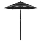Vidaxl Parasol 3-vrstva s hliníkovým pólem 2 m černá