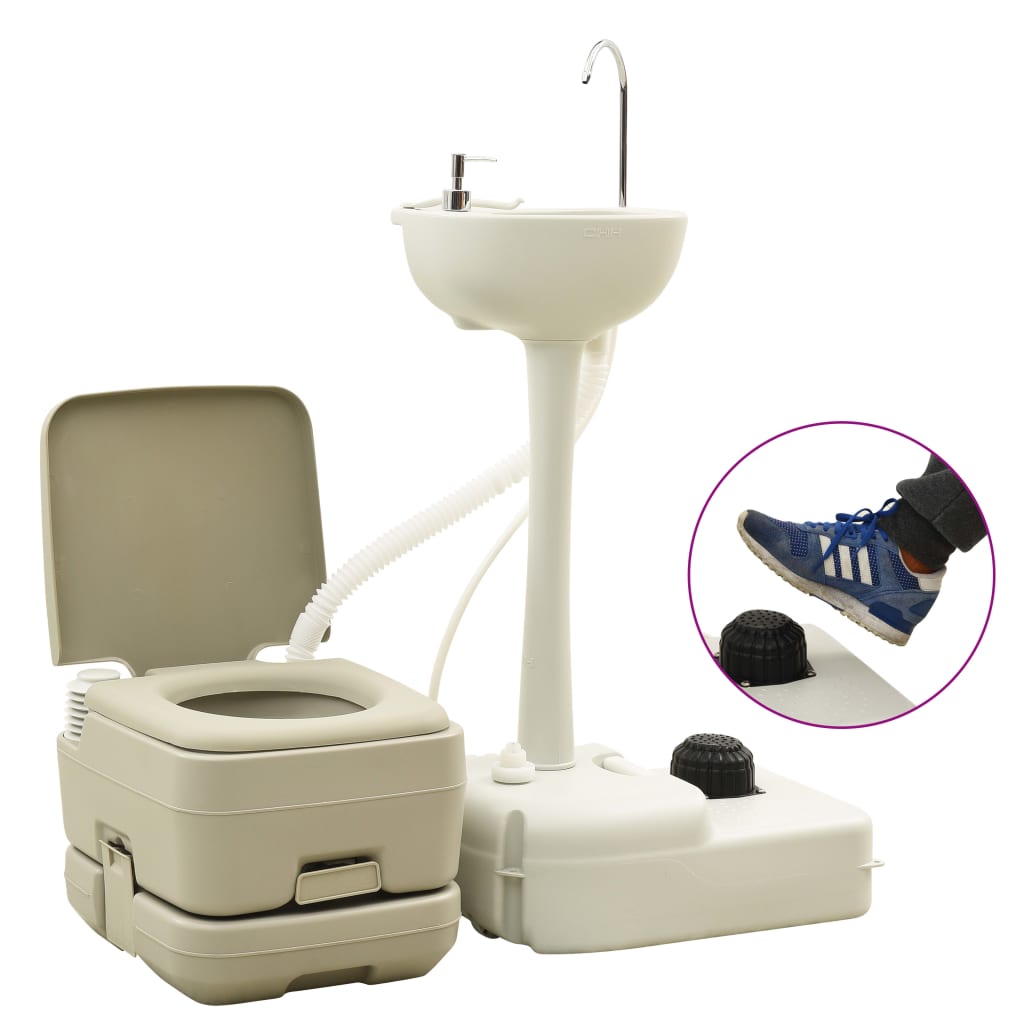 VidaXL camping room and sink set 10+10 and 20 l gray