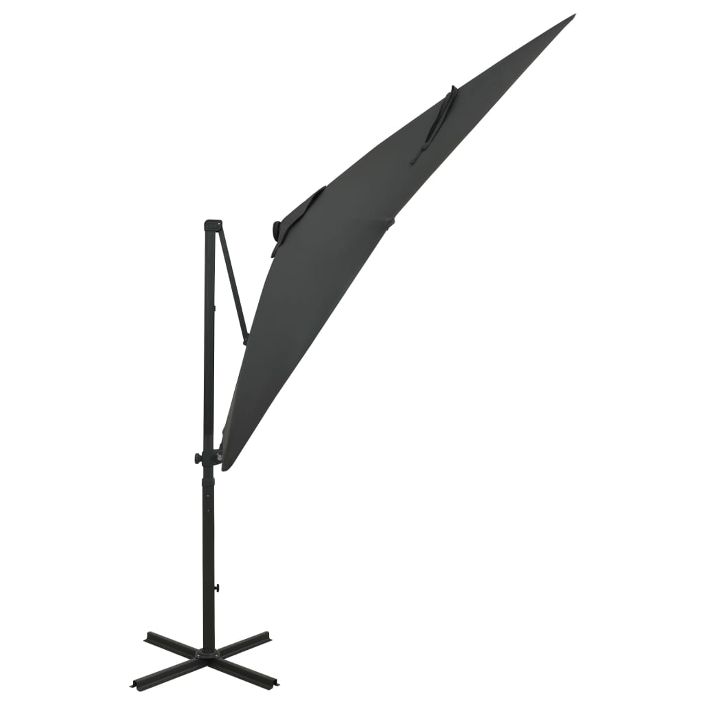 Vidaxl schwimmend Parasol mit Pol und LED -Beleuchtung 250 cm Anthrazitfarbe