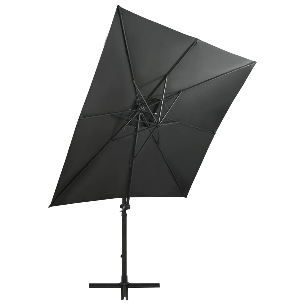 Vidaxl schwimmend Parasol mit Pol und LED -Beleuchtung 250 cm Anthrazitfarbe