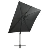 Vidaxl schwimmend Parasol mit Pol und LED -Beleuchtung 250 cm Anthrazitfarbe