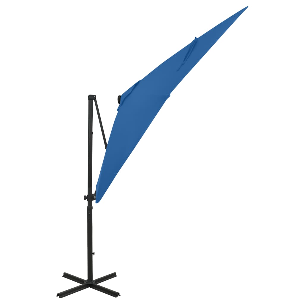 Vidaxl Floating parasol with pole and LED lighting 250 cm azure blue