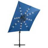 Vidaxl Floating parasol with pole and LED lighting 250 cm azure blue