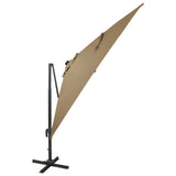 Vidaxl Parasol flottant avec poteau et éclairage LED 300 cm taupe