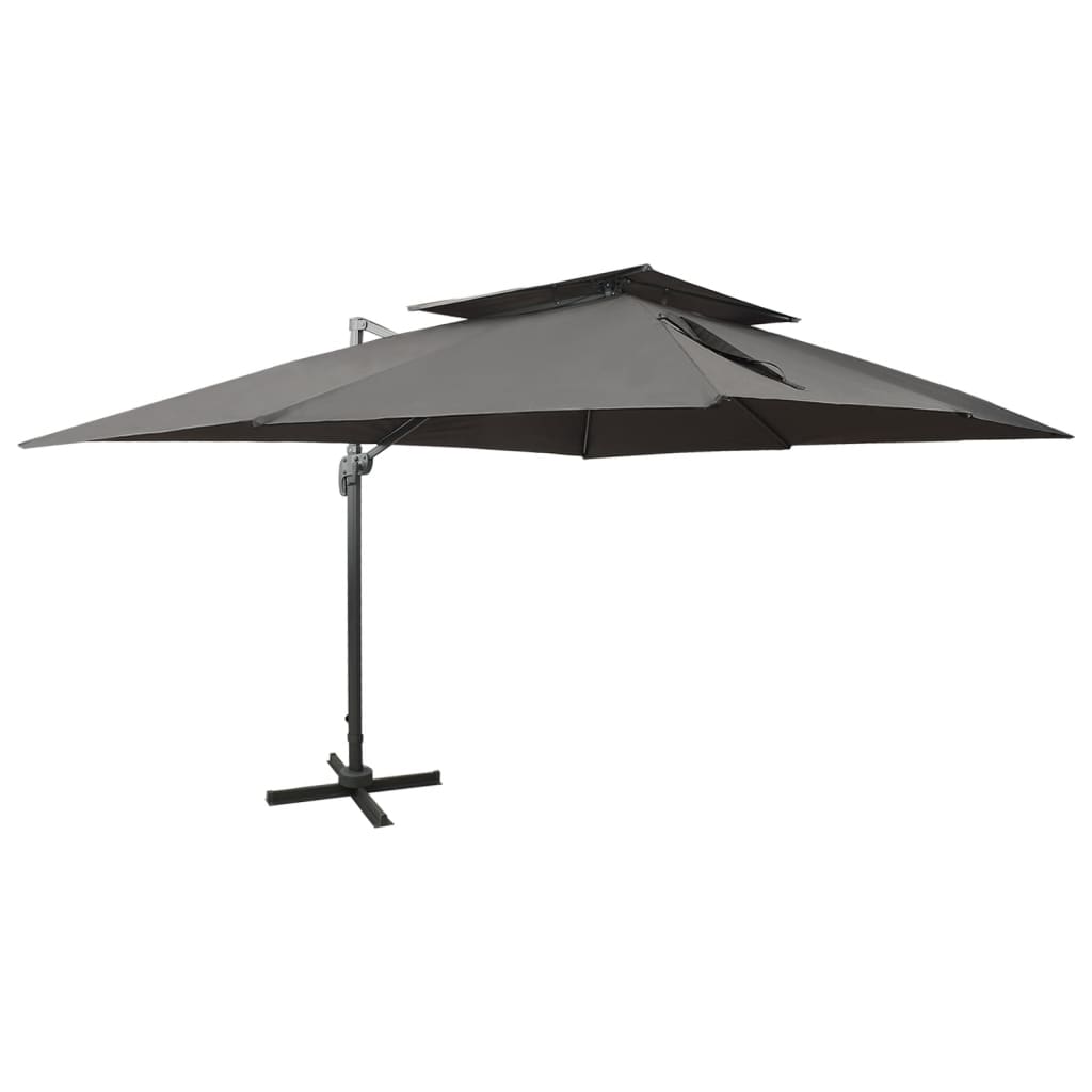 Vidaxl Floating Parasol s dvojitým střechou 400x300 cm antracite -colored