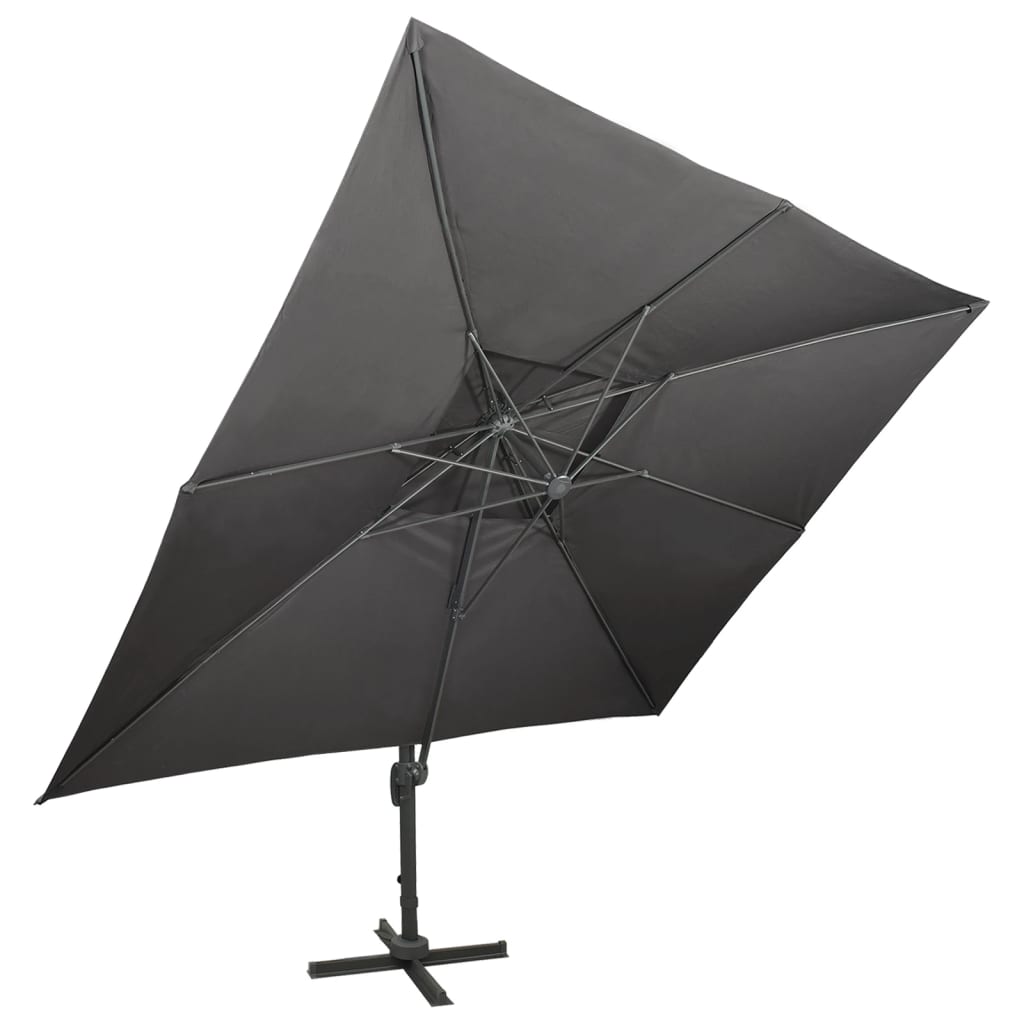 Vidaxl Floating Parasol s dvojitým střechou 400x300 cm antracite -colored