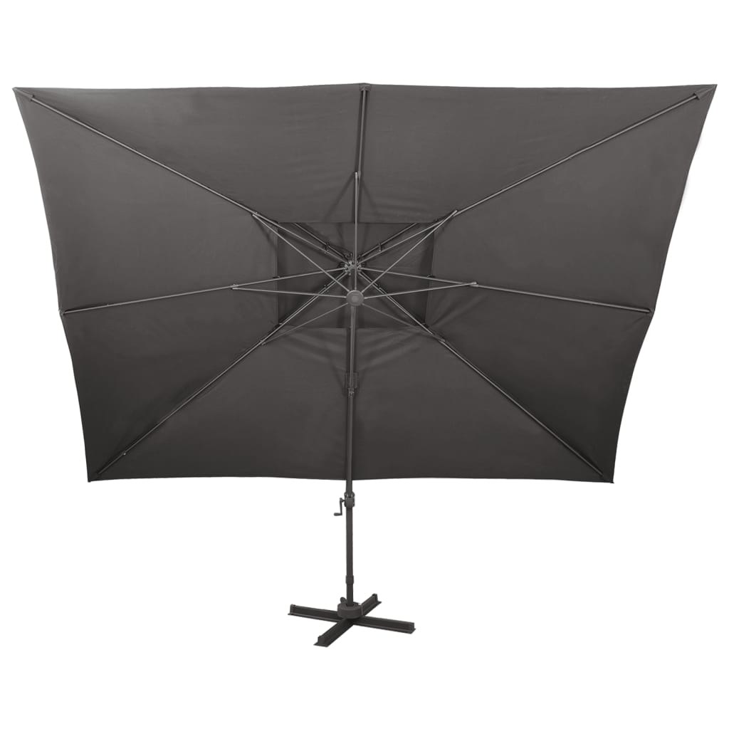 Vidaxl Floating Parasol s dvojitým střechou 400x300 cm antracite -colored