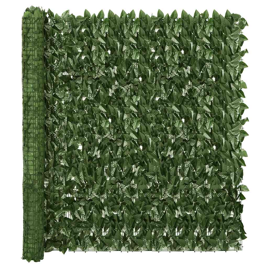 Balkon zaslon Vidaxl s temno zelenimi listi 300x150 cm